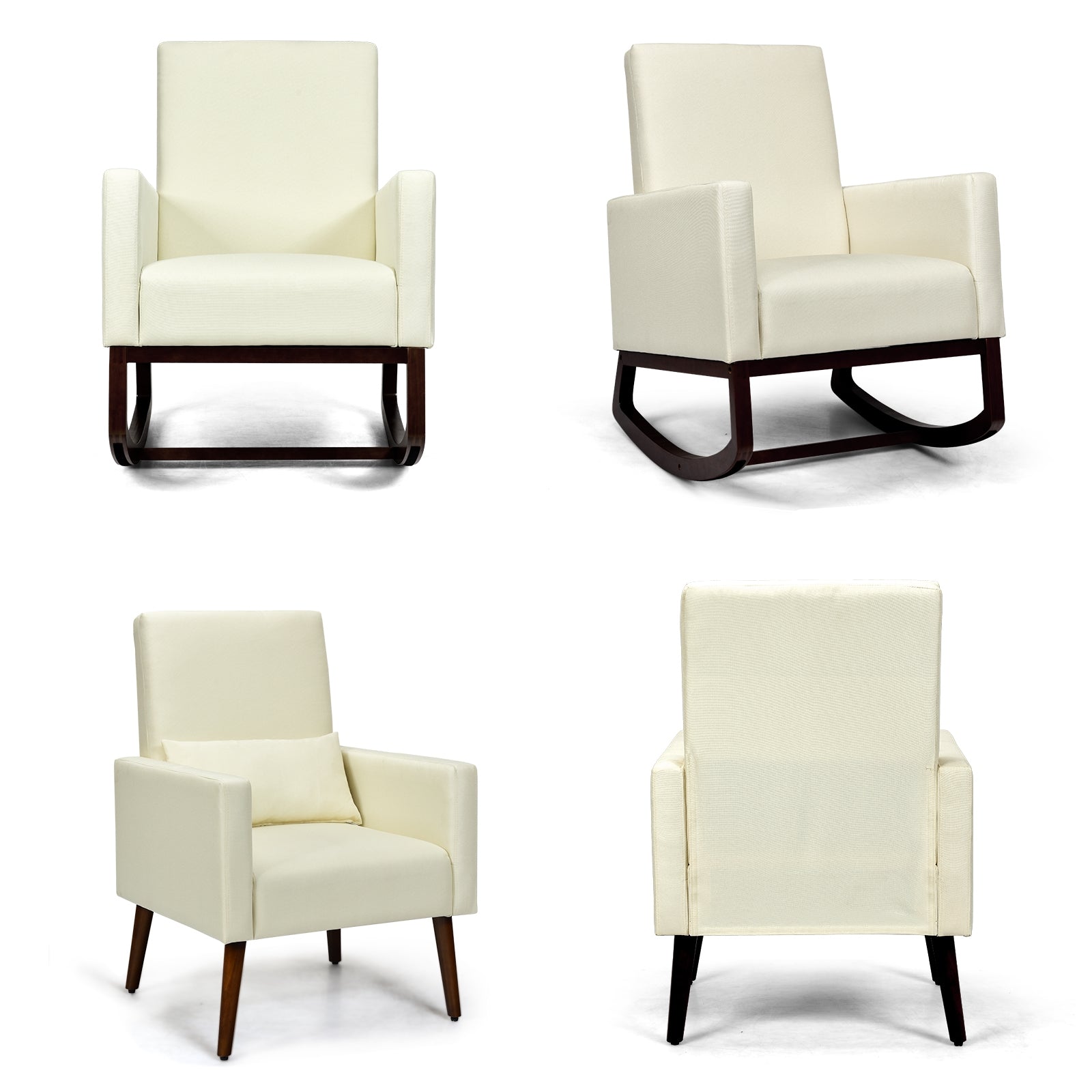 2-In-1 Fabric Rocking Chair With Pillow, Beige Accent Chairs at Gallery Canada