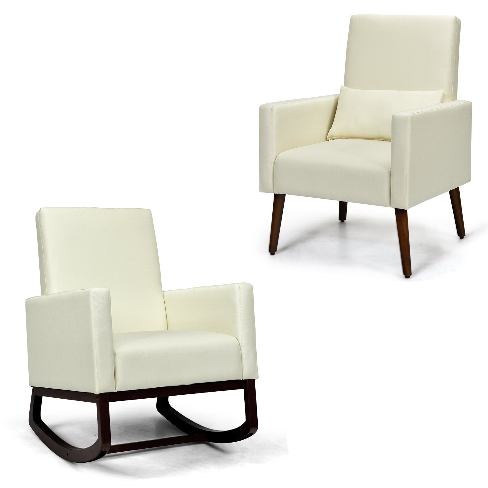 2-In-1 Fabric Rocking Chair With Pillow, Beige Accent Chairs at Gallery Canada