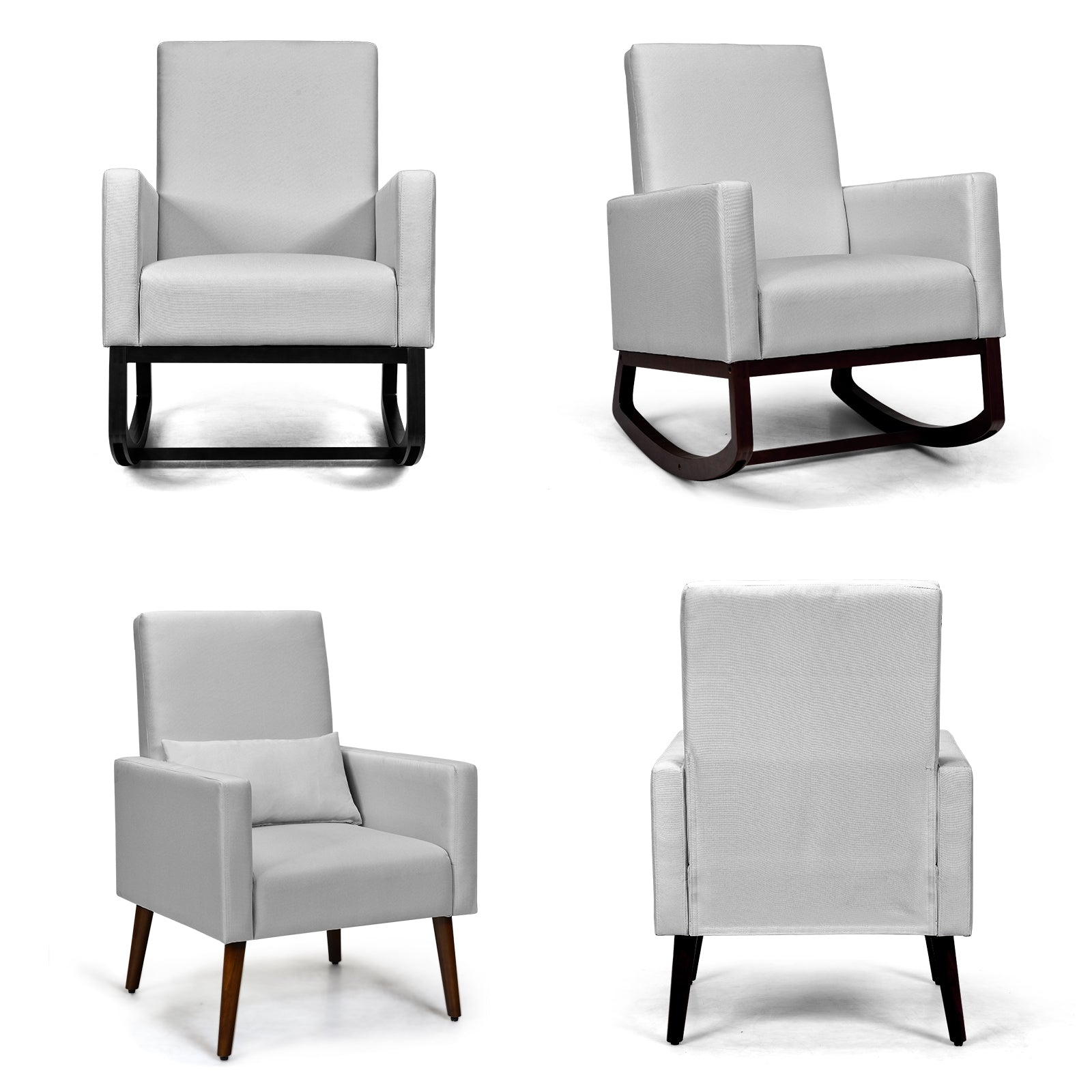 2-In-1 Fabric Upholstered Rocking Chair, Light Gray Accent Chairs at Gallery Canada