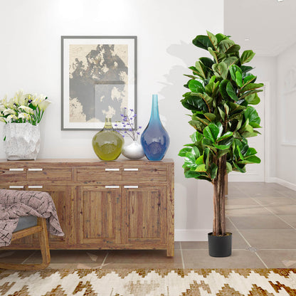 Artificial Fiddle Leaf Fig Tree, 5 Feet, Green Faux Plants at Gallery Canada
