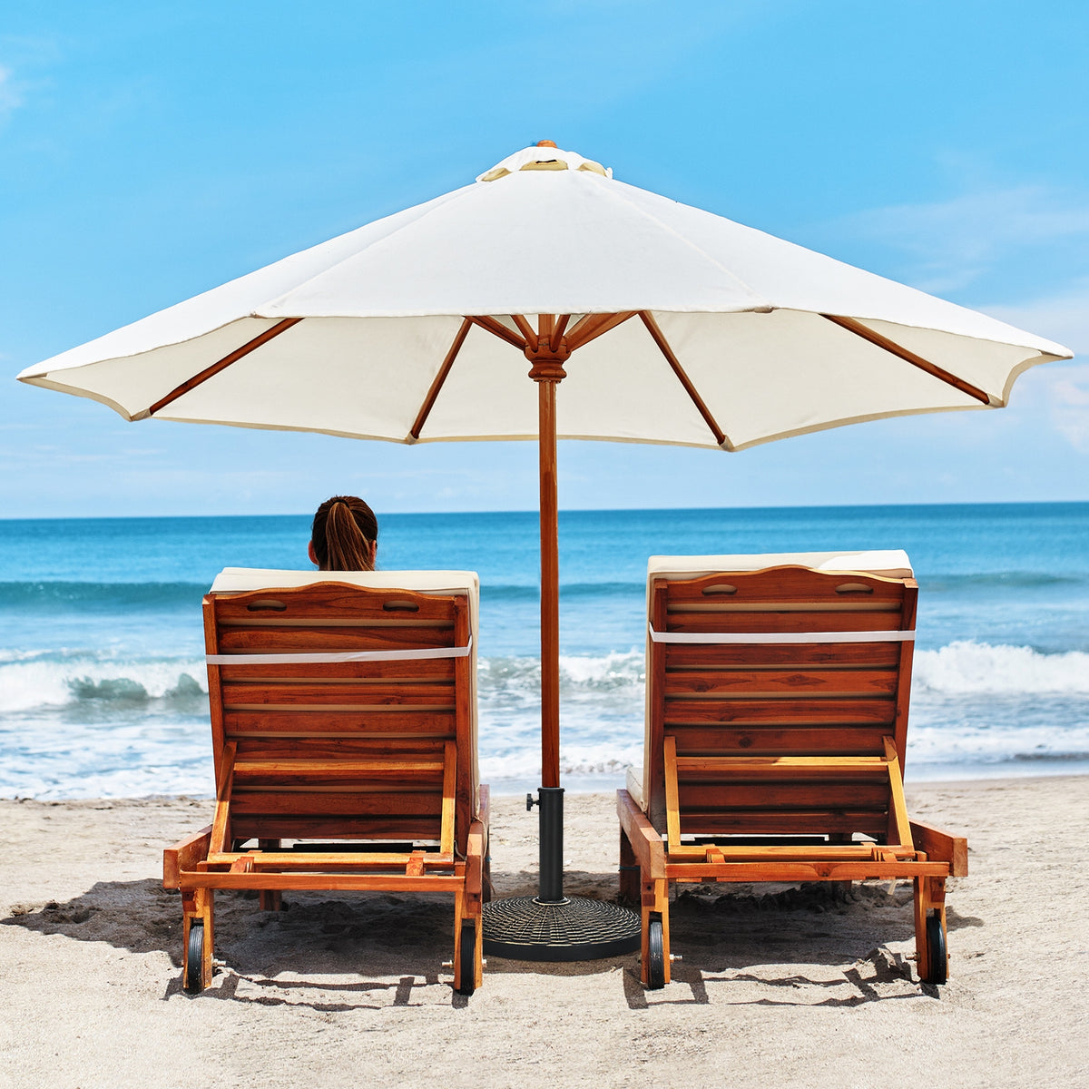 22Lbs Patio Resin Umbrella Base, Wicker Style, Bronze Outdoor Umbrella Bases at Gallery Canada