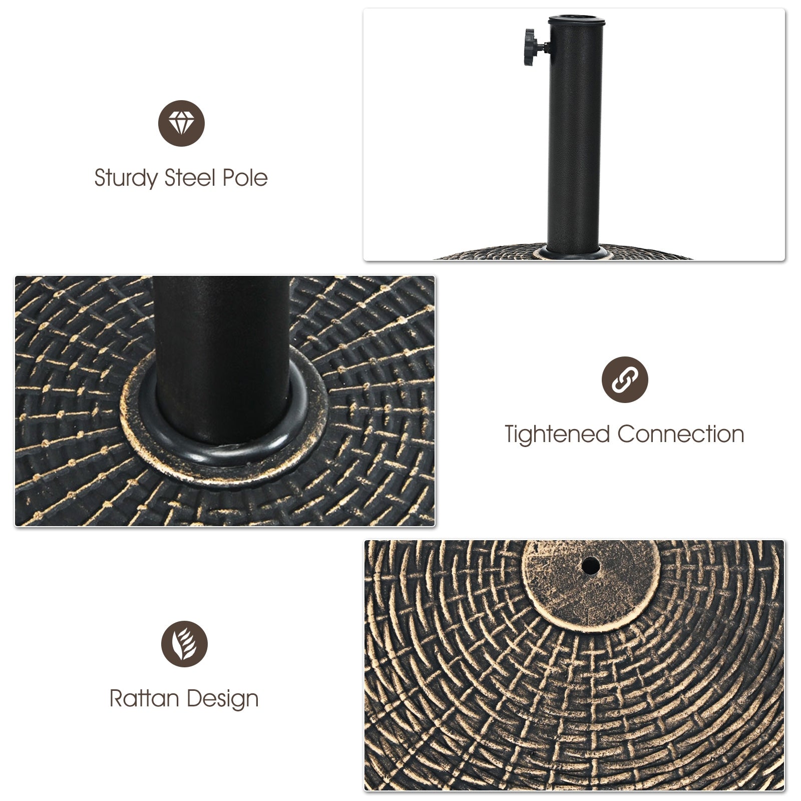 22Lbs Patio Resin Umbrella Base, Wicker Style, Bronze Outdoor Umbrella Bases at Gallery Canada