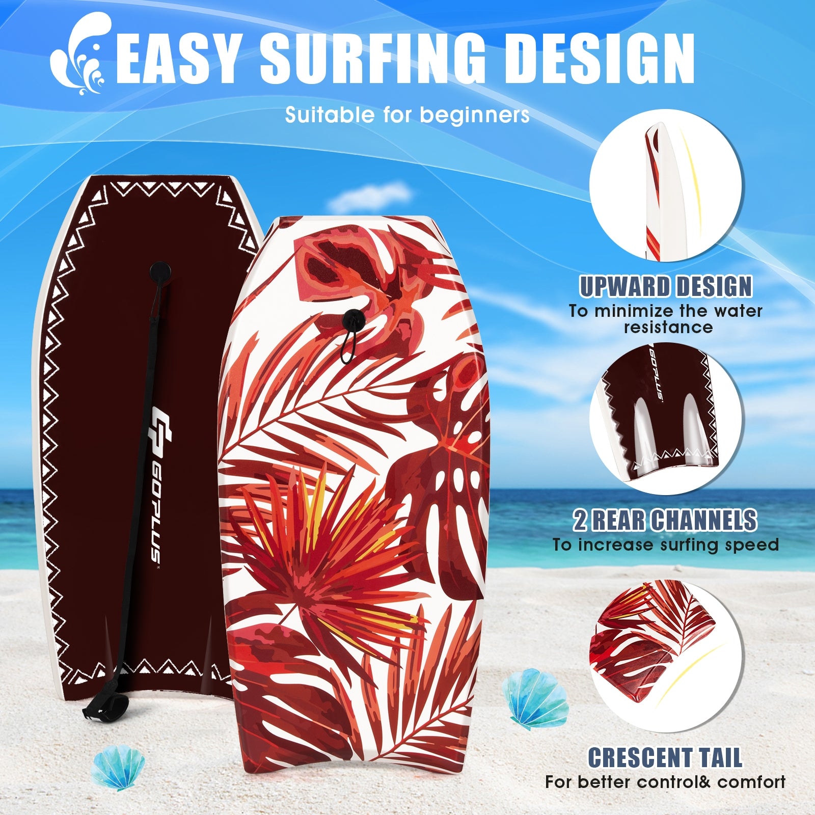 37 Inch Lightweight Surfboard With Fin EPS Core, Red Surfing at Gallery Canada
