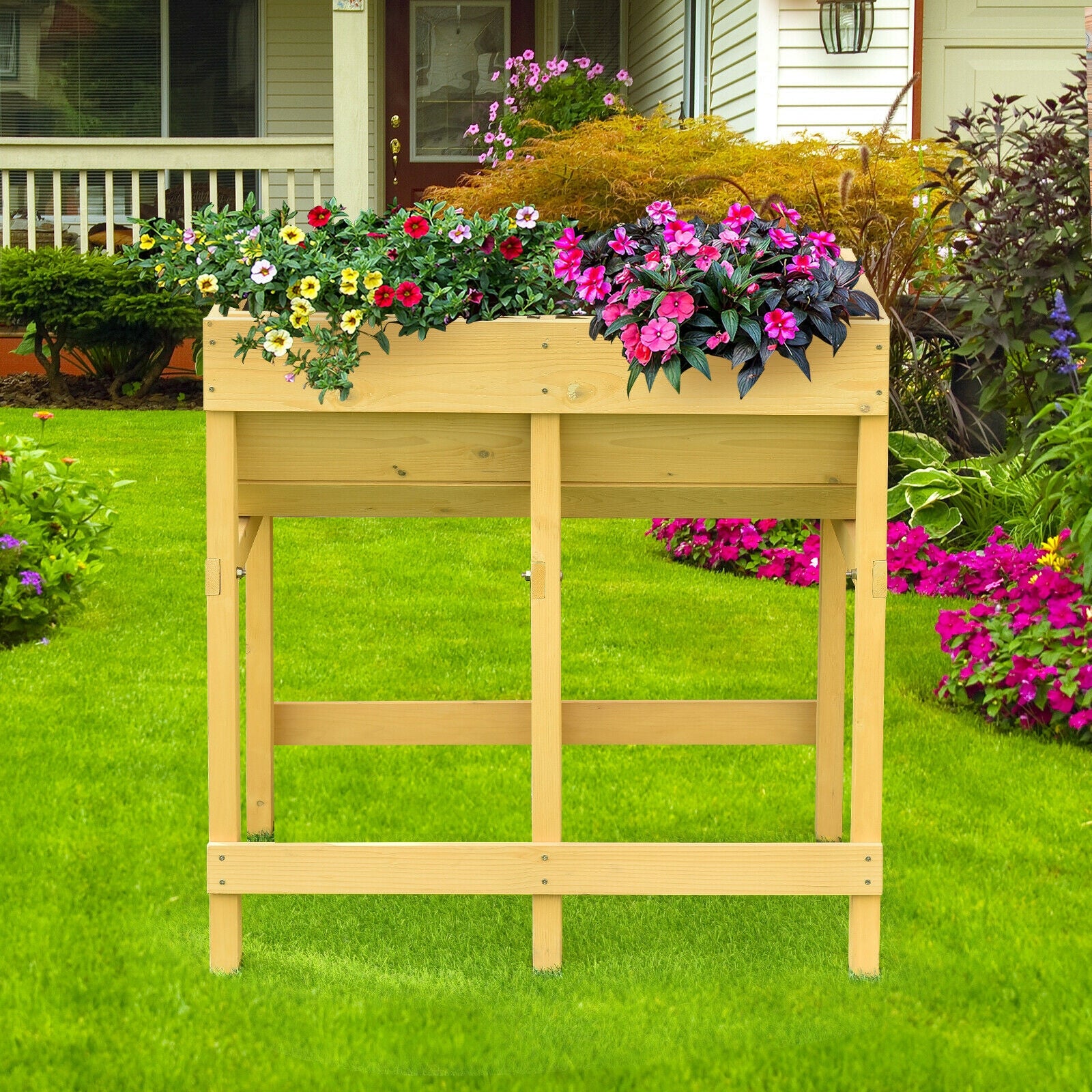 Raised Wooden V Planter, Elevated Vegetable Flower Bed, Yellow Raised Garden Beds at Gallery Canada