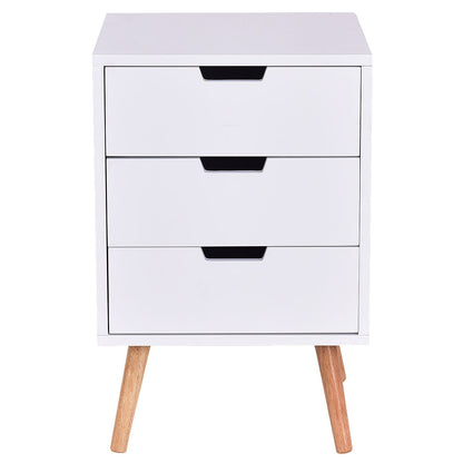 White Wood Side End Table Nightstand W/3 Drawers Mid-Century Accent, White Nightstands at Gallery Canada