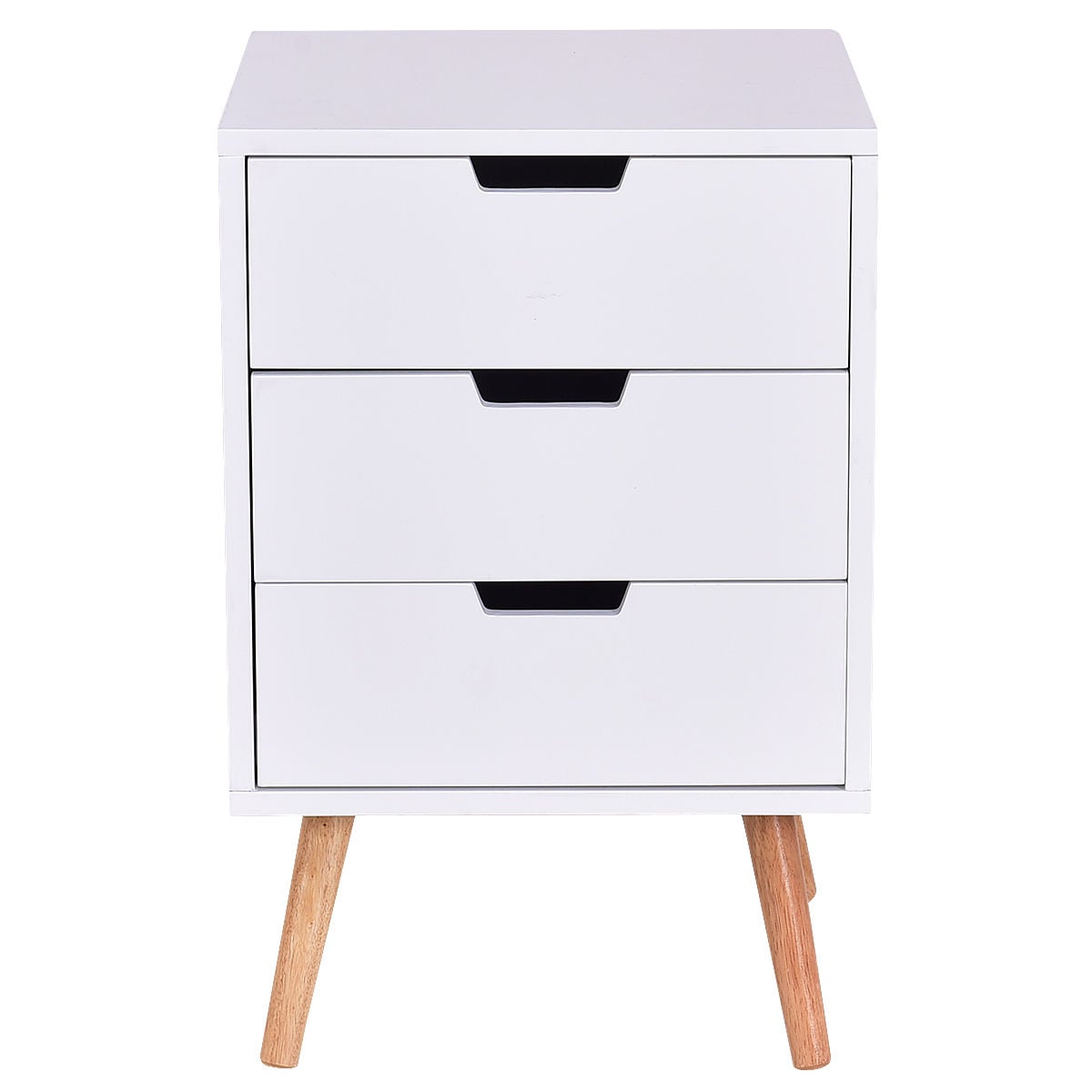 White Wood Side End Table Nightstand W/3 Drawers Mid-Century Accent, White Nightstands White at Gallery Canada