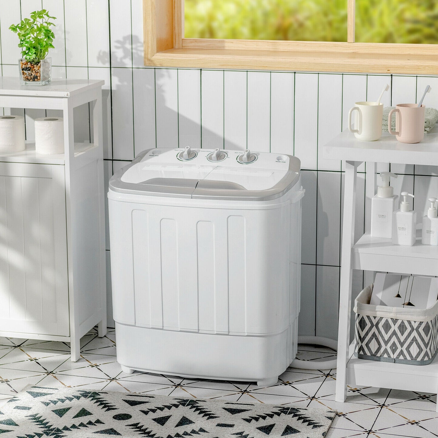 Portable 8 lbs Mini Twin Tub Spinner Washing Machine, Gray Washing Machines at Gallery Canada