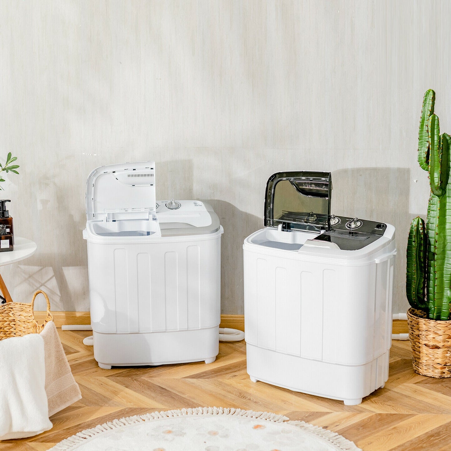 Portable 8 lbs Mini Twin Tub Spinner Washing Machine, Gray Washing Machines at Gallery Canada