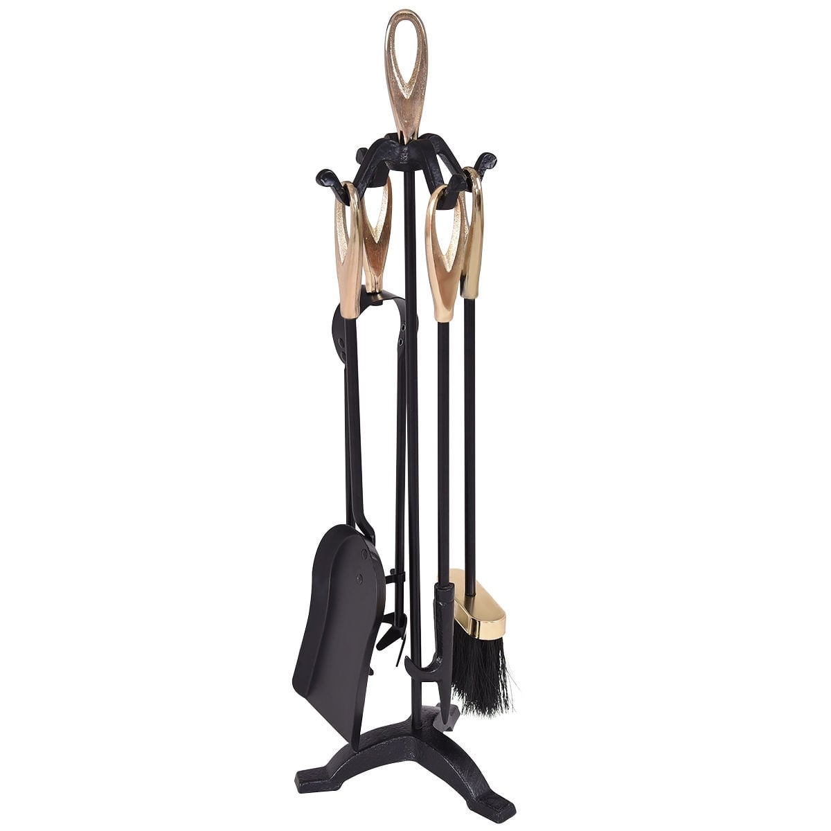 5 Pieces Stylish Gold Iron Fireplace Tools Set, Golden Fireplace Tools Golden at Gallery Canada