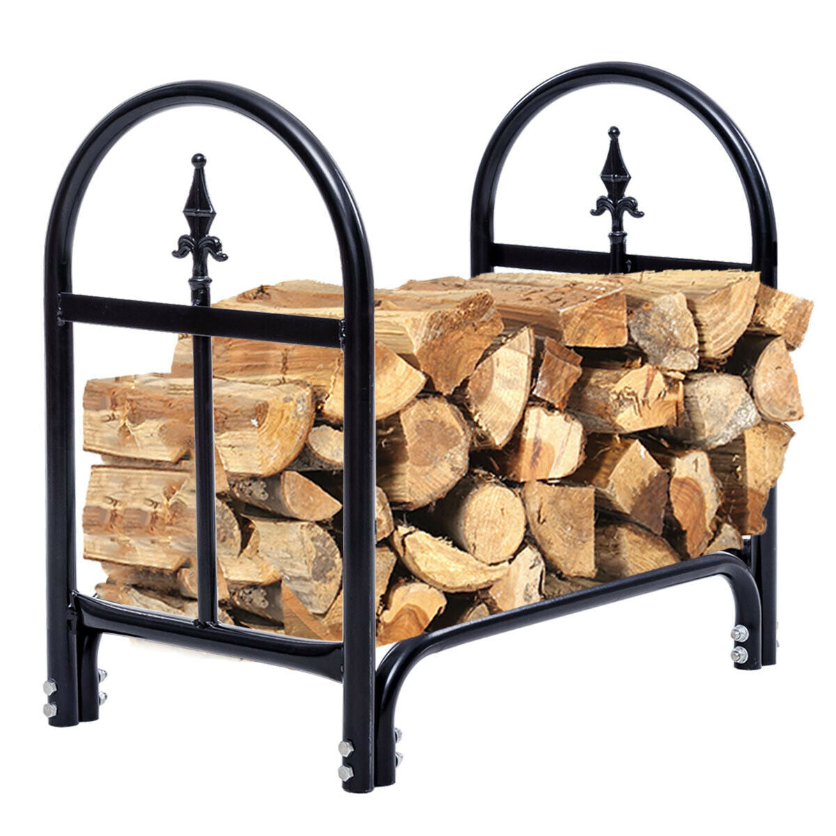 2 Feet Heavy Duty Steel Firewood Storage Holder, Black Log Storage at Gallery Canada