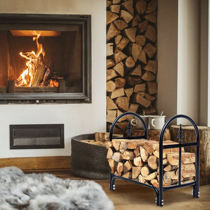 2 Feet Heavy Duty Steel Firewood Storage Holder, Black Log Storage at Gallery Canada