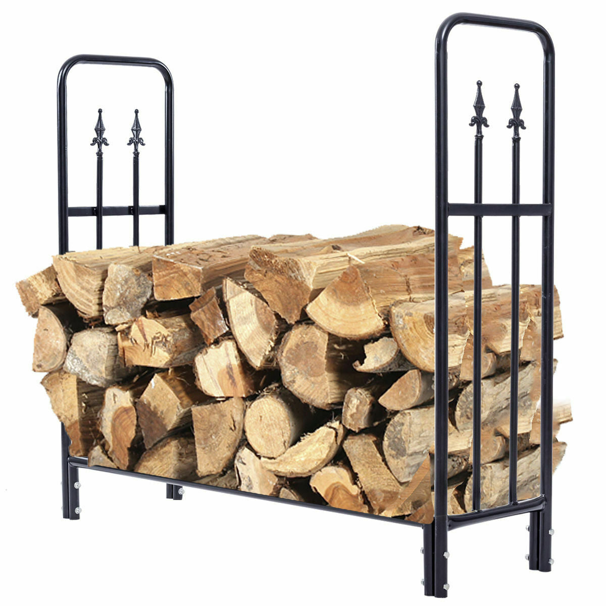 4 Feet Heavy Duty Steel Firewood Storage Rack, Black Log Storage at Gallery Canada