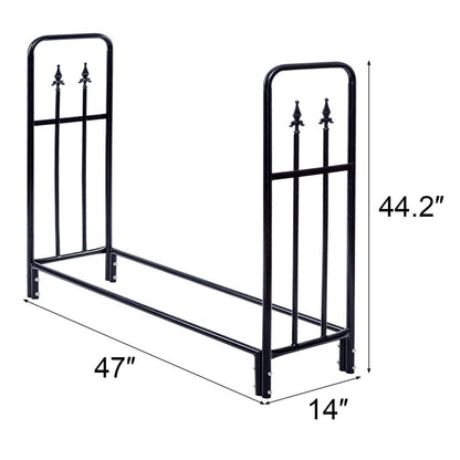 4 Feet Heavy Duty Steel Firewood Storage Rack, Black Log Storage at Gallery Canada