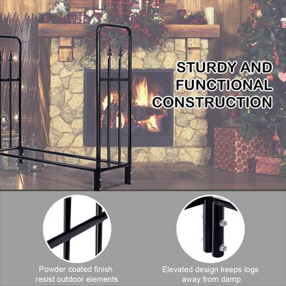 4 Feet Heavy Duty Steel Firewood Storage Rack, Black Log Storage at Gallery Canada