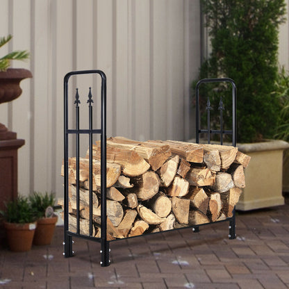 4 Feet Heavy Duty Steel Firewood Storage Rack, Black Log Storage at Gallery Canada