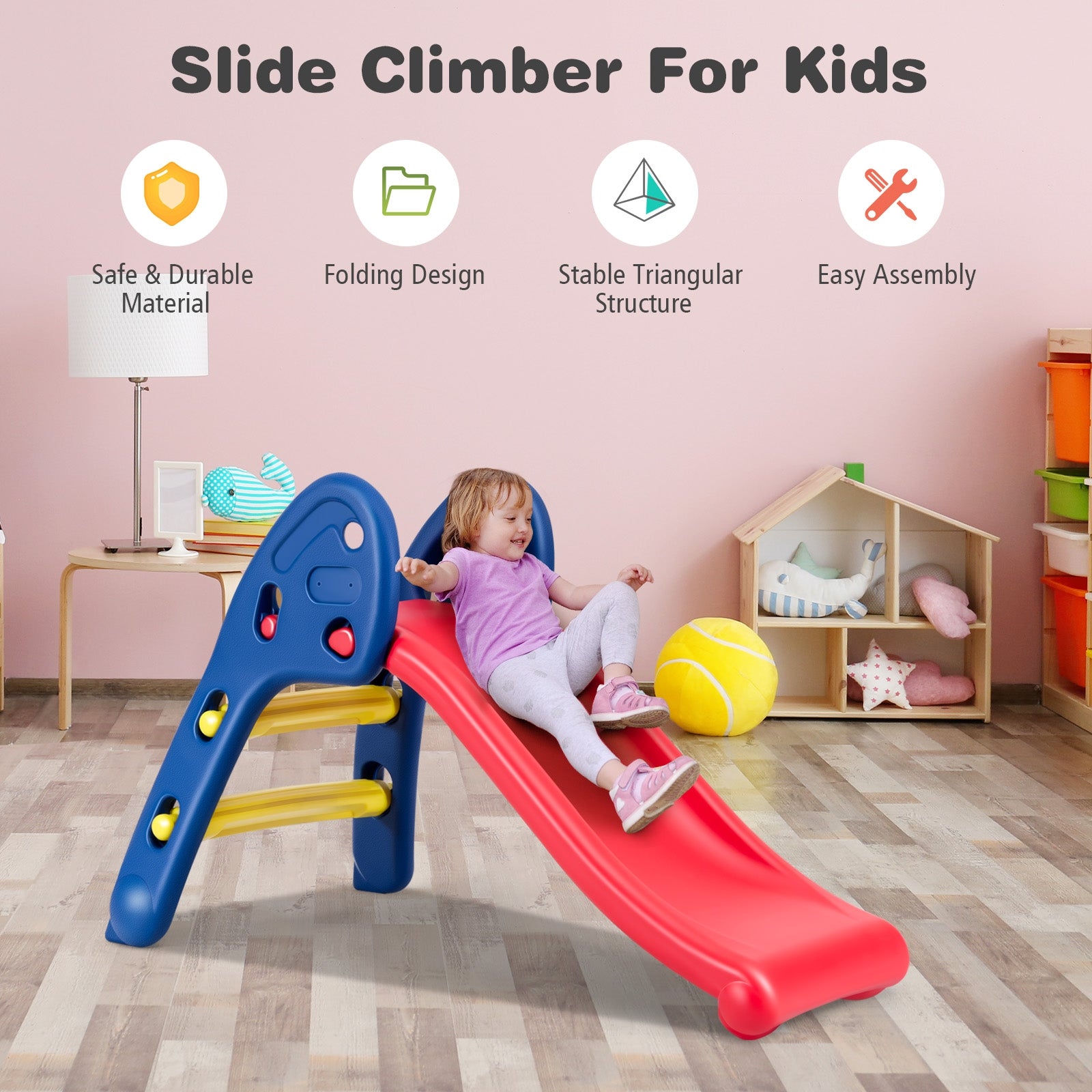 Children Folding Plastic Slide, Red Climbers & Slides at Gallery Canada