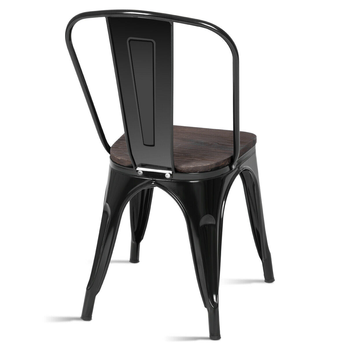 18 Inch Stackable Metal Wood Dining Chair, Set of 4, Black Dining Chairs at Gallery Canada