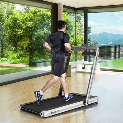4.75HP 2 In 1 Folding Treadmill, Remote APP Control, Silver Treadmills at Gallery Canada