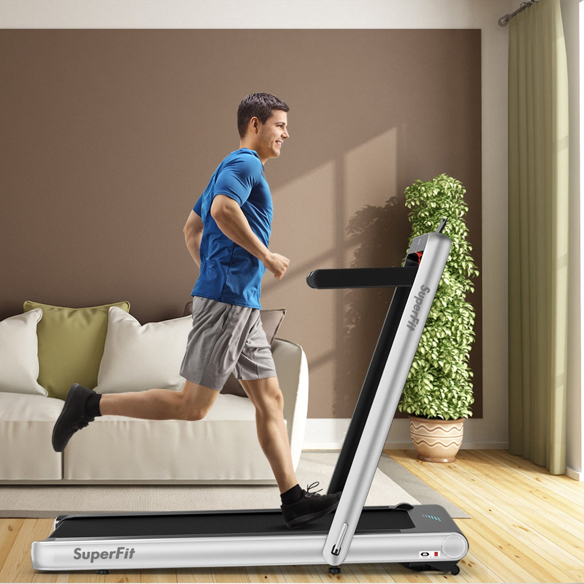 4.75HP 2 In 1 Folding Treadmill, Remote APP Control, Silver Treadmills at Gallery Canada