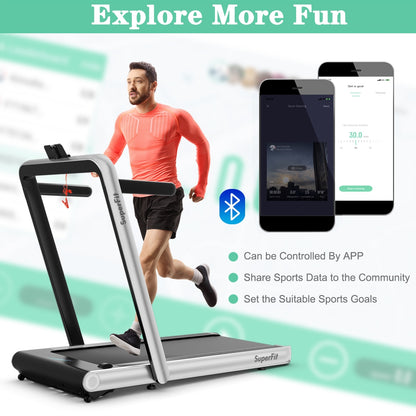 4.75HP 2 In 1 Folding Treadmill, Remote APP Control, Silver Treadmills at Gallery Canada