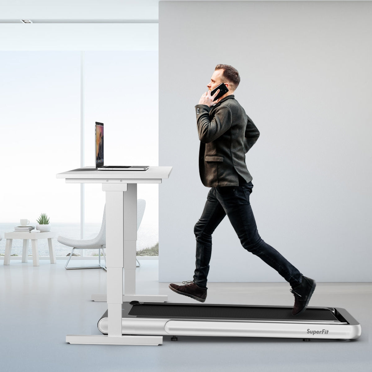 4.75HP 2 In 1 Folding Treadmill, Remote APP Control, Silver Treadmills at Gallery Canada