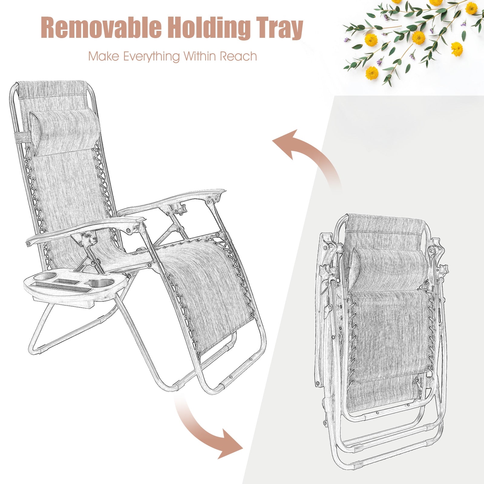 Folding Lounge Chair, Zero Gravity, 2 Pieces, Beige Beach & Lawn Chairs at Gallery Canada