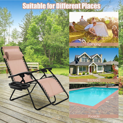 Folding Lounge Chair, Zero Gravity, 2 Pieces, Beige Beach & Lawn Chairs at Gallery Canada