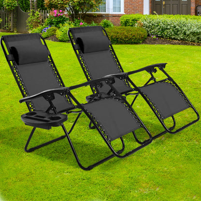 Folding Lounge Chair, Zero Gravity, 2 Pieces, Black Beach & Lawn Chairs at Gallery Canada