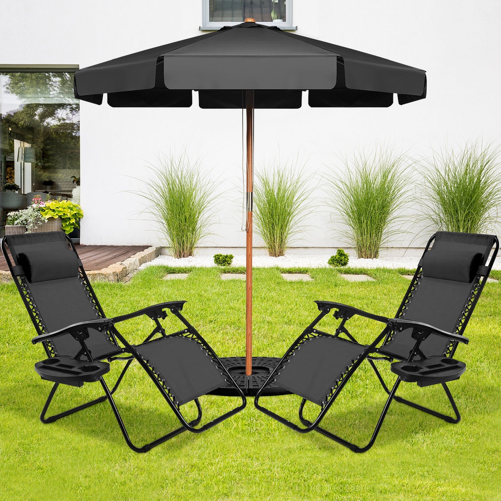 Folding Lounge Chair, Zero Gravity, 2 Pieces, Black Beach & Lawn Chairs at Gallery Canada
