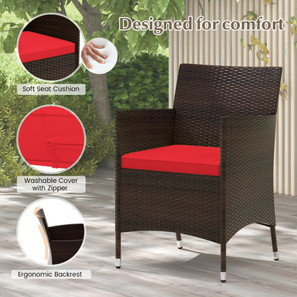 4 Pieces Comfortable Rattan Outdoor Conversation Furniture Set with Glass Table, Red Patio Conversation Sets at Gallery Canada
