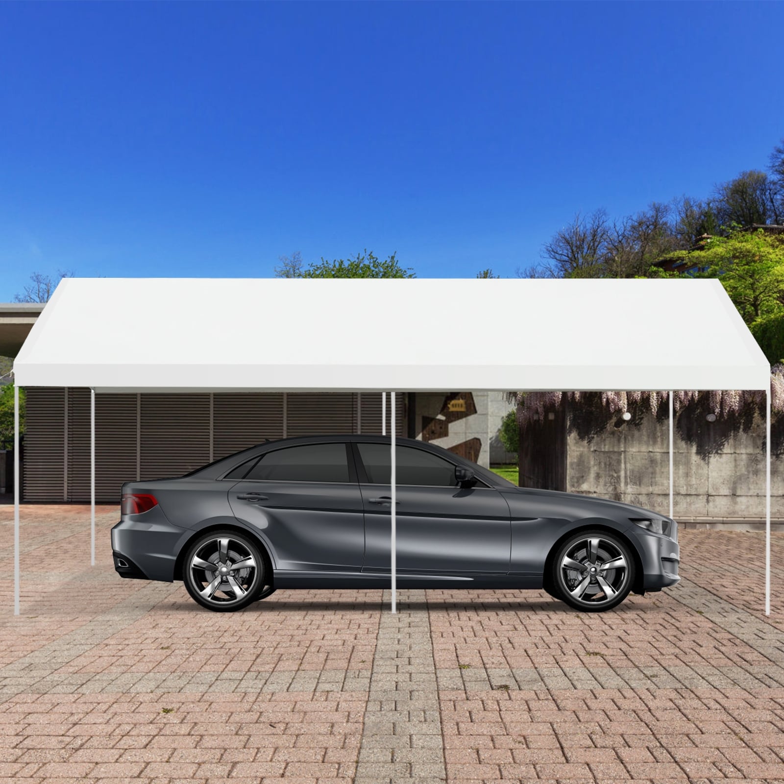 10x20 Feet Steel Frame Portable Car Canopy Shelter, White Carports at Gallery Canada