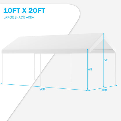 10x20 Feet Steel Frame Portable Car Canopy Shelter, White Carports at Gallery Canada
