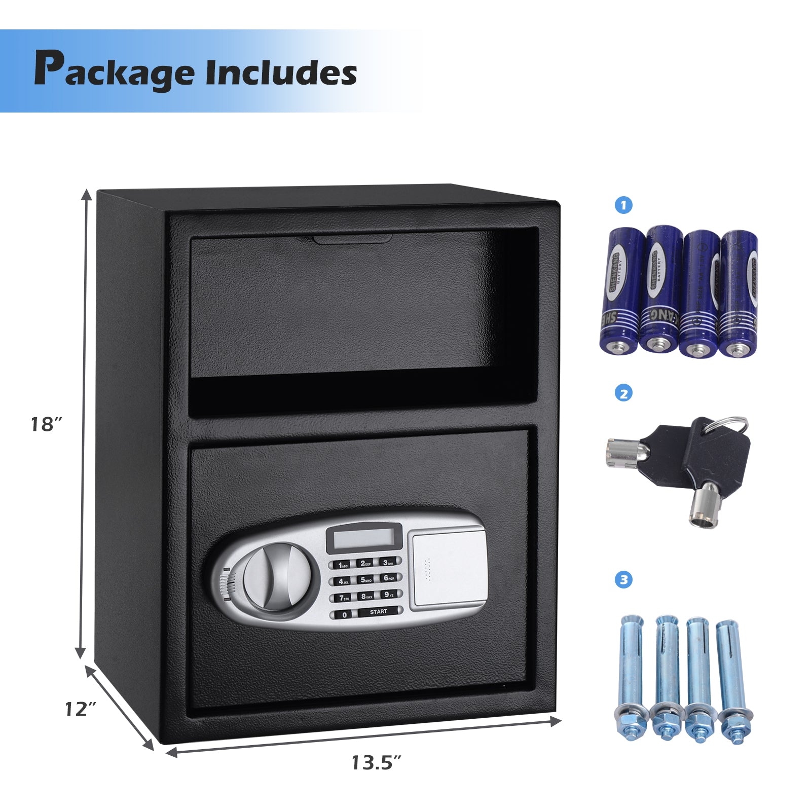Digital Deposit Safe Box, Front Drop, Black Safe Box at Gallery Canada