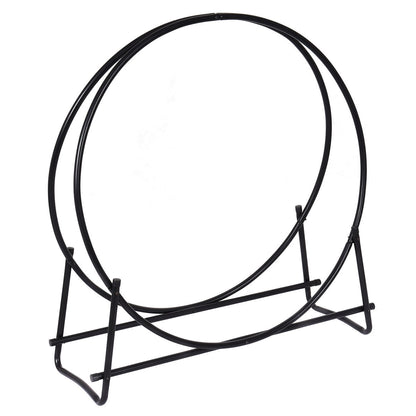 40-Inch Tubular Steel Firewood Storage Rack, Black Log Storage at Gallery Canada