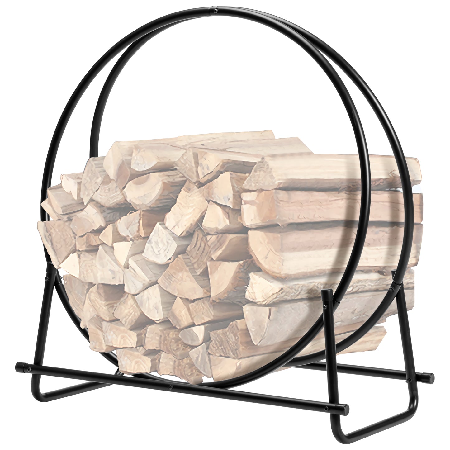 30-Inch Tubular Steel Log Hoop Firewood Storage Rack, Black Log Storage at Gallery Canada