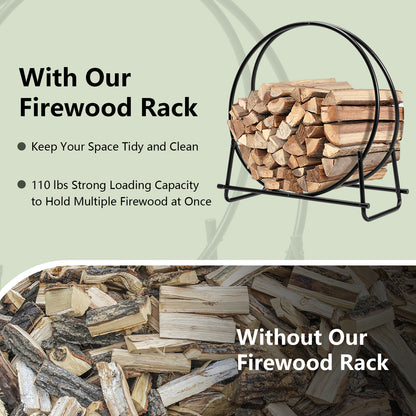 30-Inch Tubular Steel Log Hoop Firewood Storage Rack, Black Log Storage at Gallery Canada
