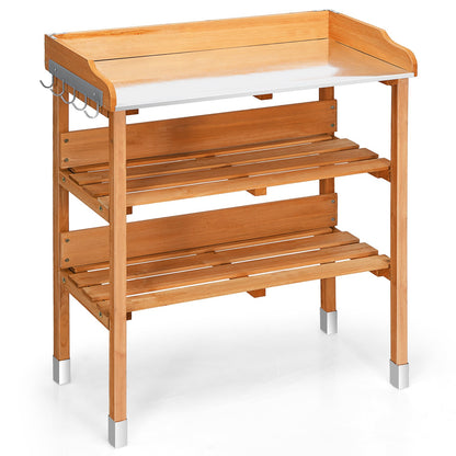 Wooden Potting Bench Work Station With Hook, Brown Potting Benches & Tables at Gallery Canada