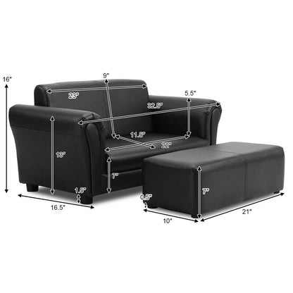 White Kids Double Sofa With Ottoman, Black Kids Chairs & Seating at Gallery Canada