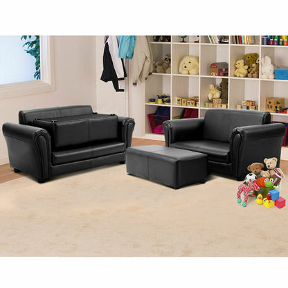 White Kids Double Sofa With Ottoman, Black Kids Chairs & Seating at Gallery Canada