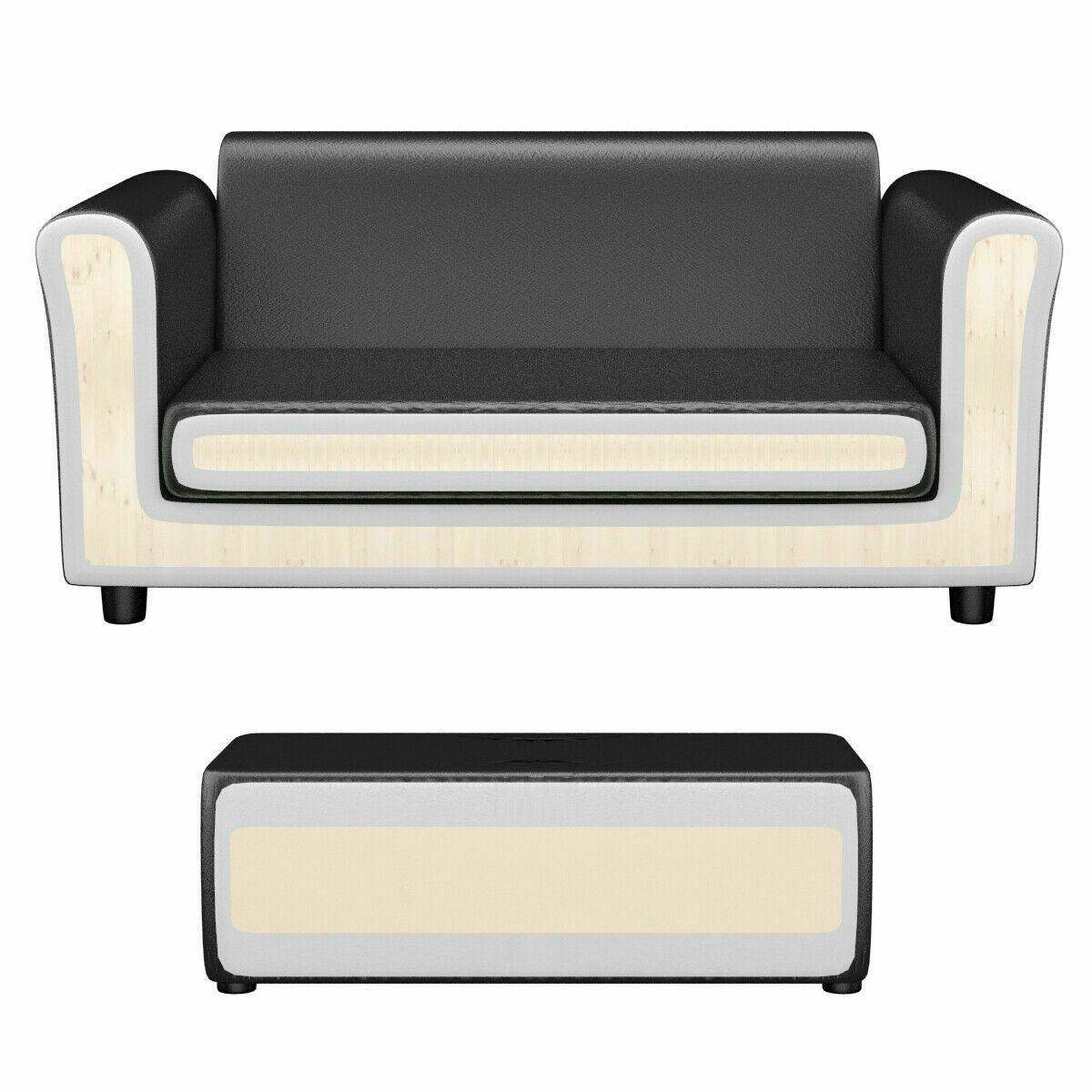 White Kids Double Sofa With Ottoman, Black Kids Chairs & Seating at Gallery Canada
