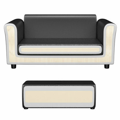 White Kids Double Sofa With Ottoman, Black Kids Chairs & Seating at Gallery Canada