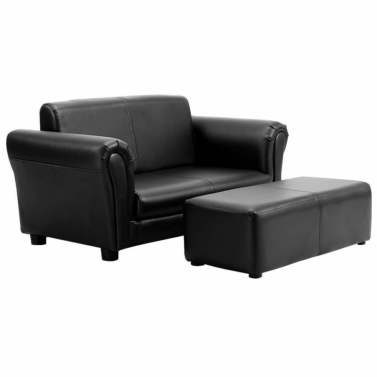 White Kids Double Sofa With Ottoman, Black Kids Chairs & Seating at Gallery Canada