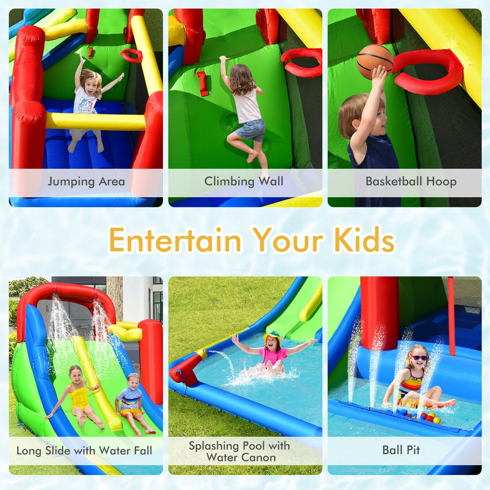 Inflatable Water Slide With Ocean Balls, Kids, No Blower Bounce House at Gallery Canada