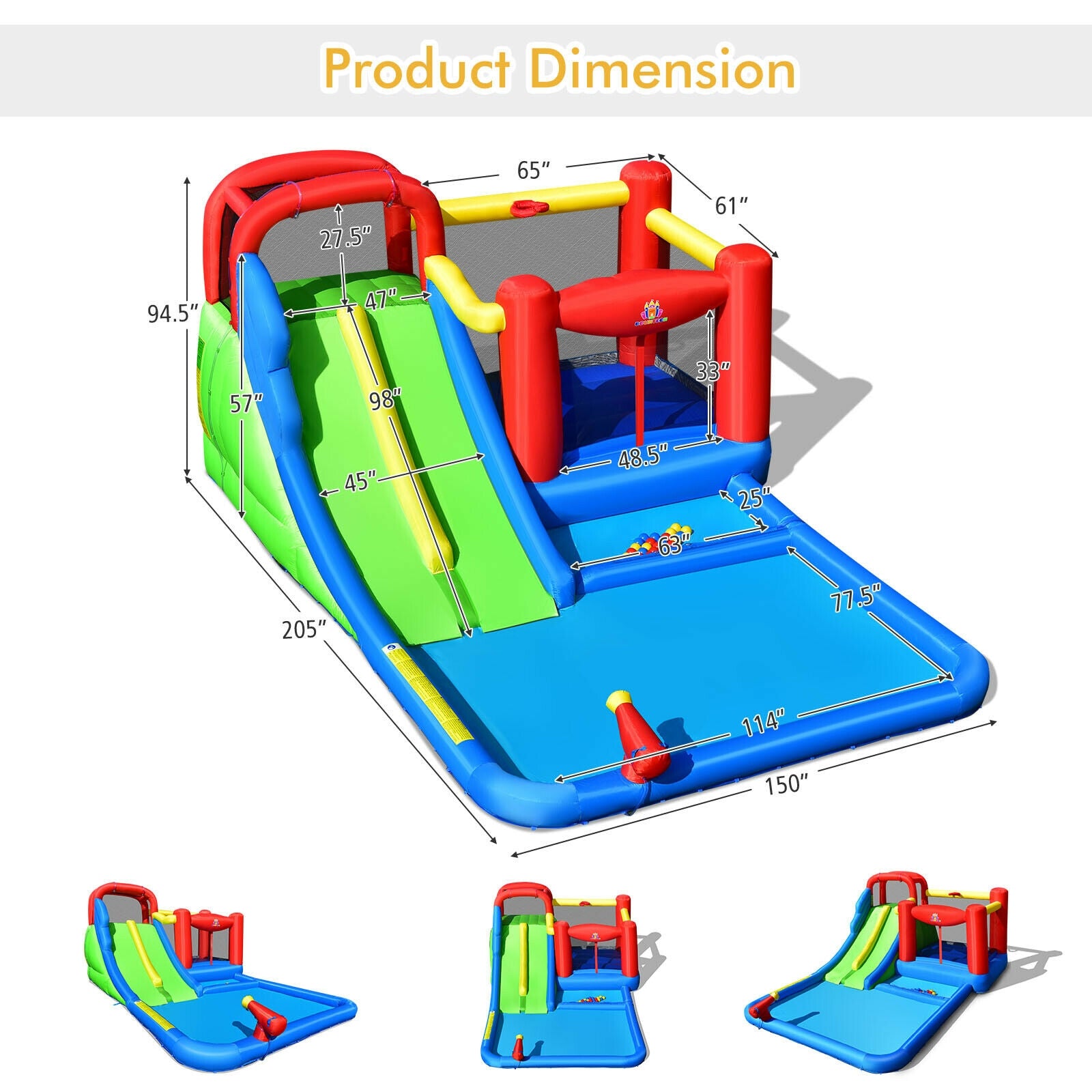 Inflatable Water Slide With Ocean Balls, Kids, No Blower Bounce House at Gallery Canada