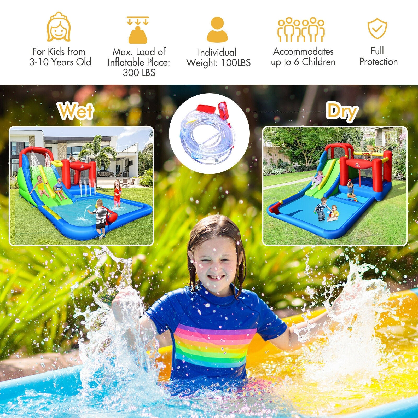 Inflatable Water Slide With Ocean Balls, Kids, No Blower Bounce House at Gallery Canada