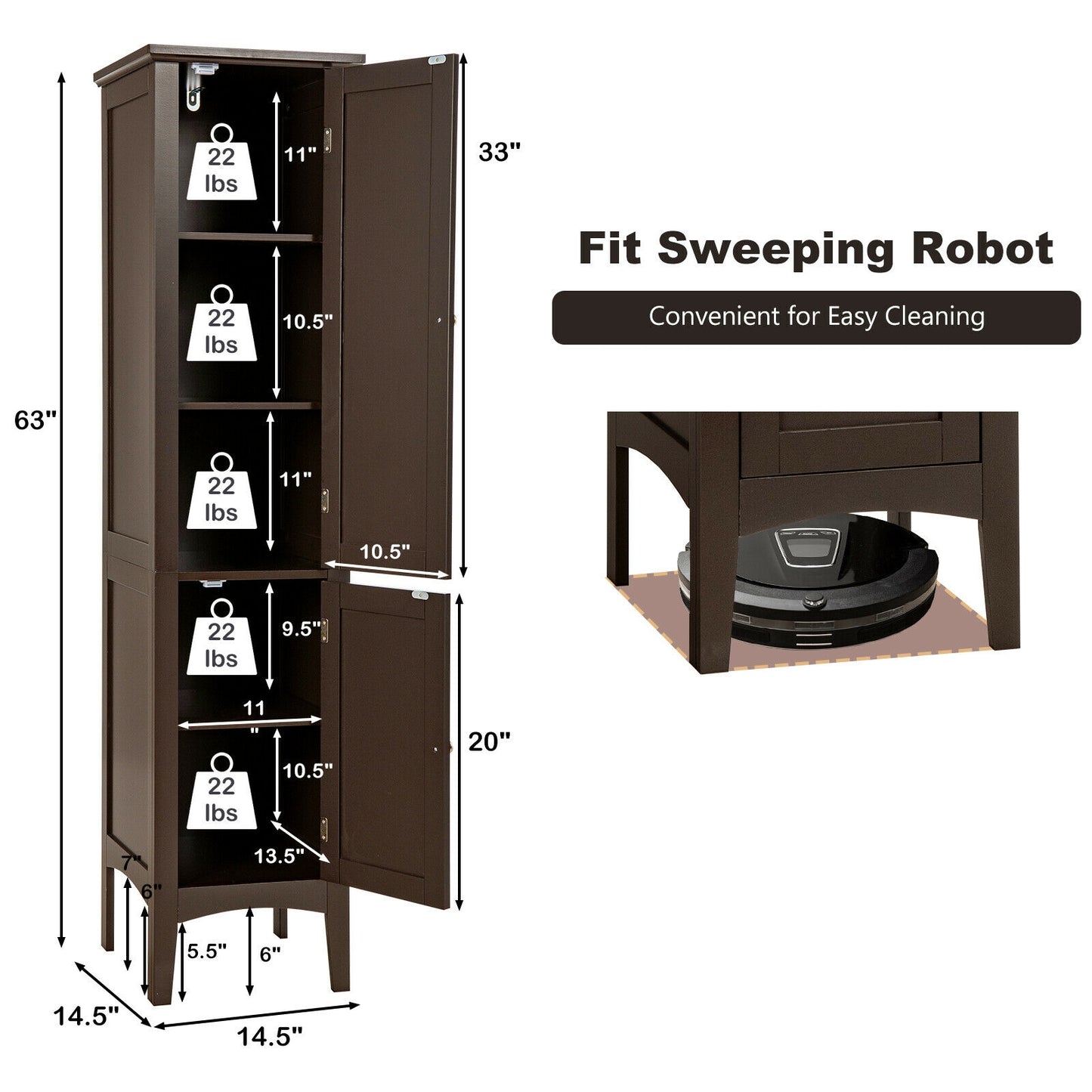 Freestanding Storage Cabinet, Brown Floor Cabinets at Gallery Canada