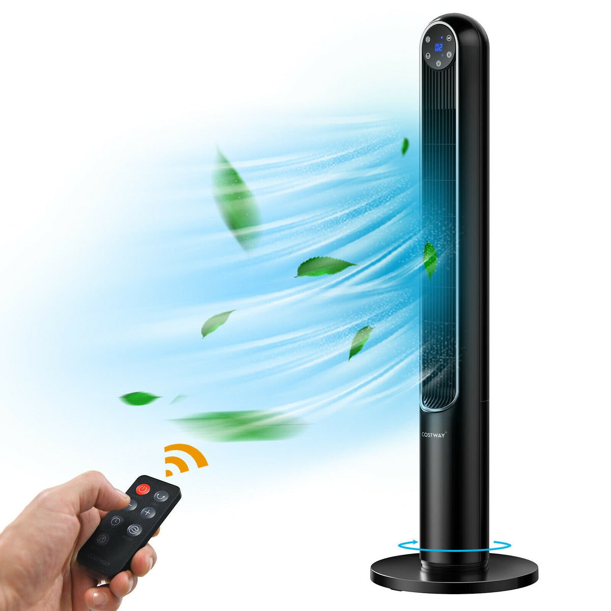 42 Inch 80 Degree Tower Fan, Smart Display Panel, Remote Control, Black Fans at Gallery Canada