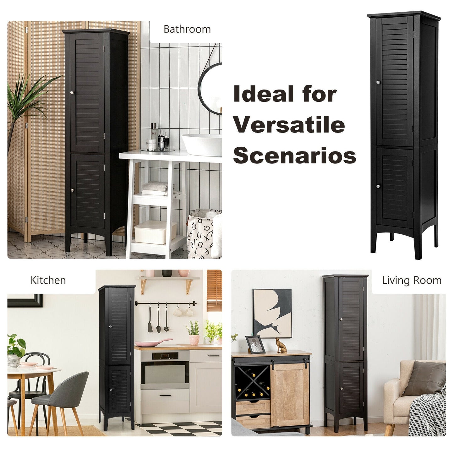 Freestanding Storage Cabinet, Black Floor Cabinets at Gallery Canada