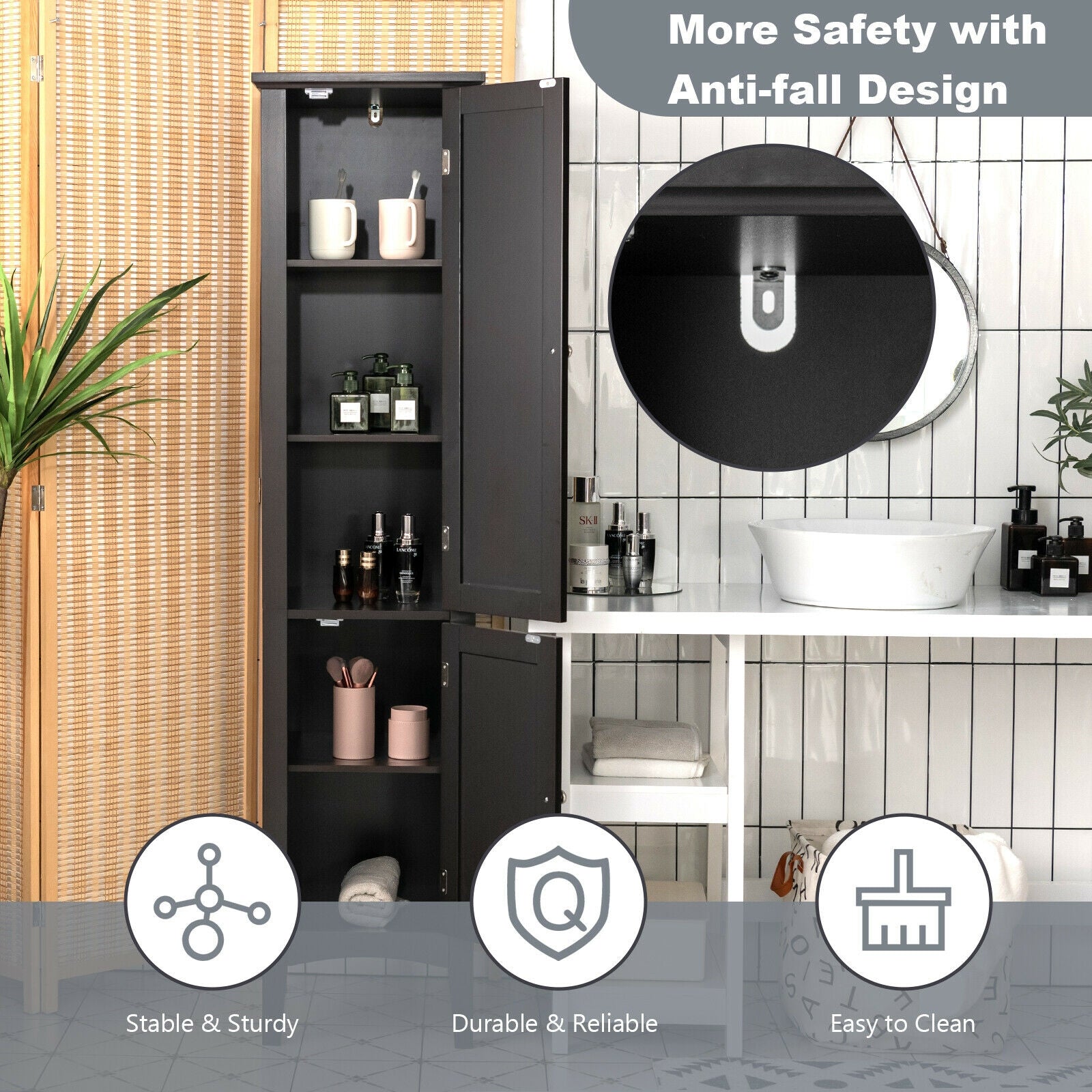 Freestanding Storage Cabinet, Black Floor Cabinets at Gallery Canada