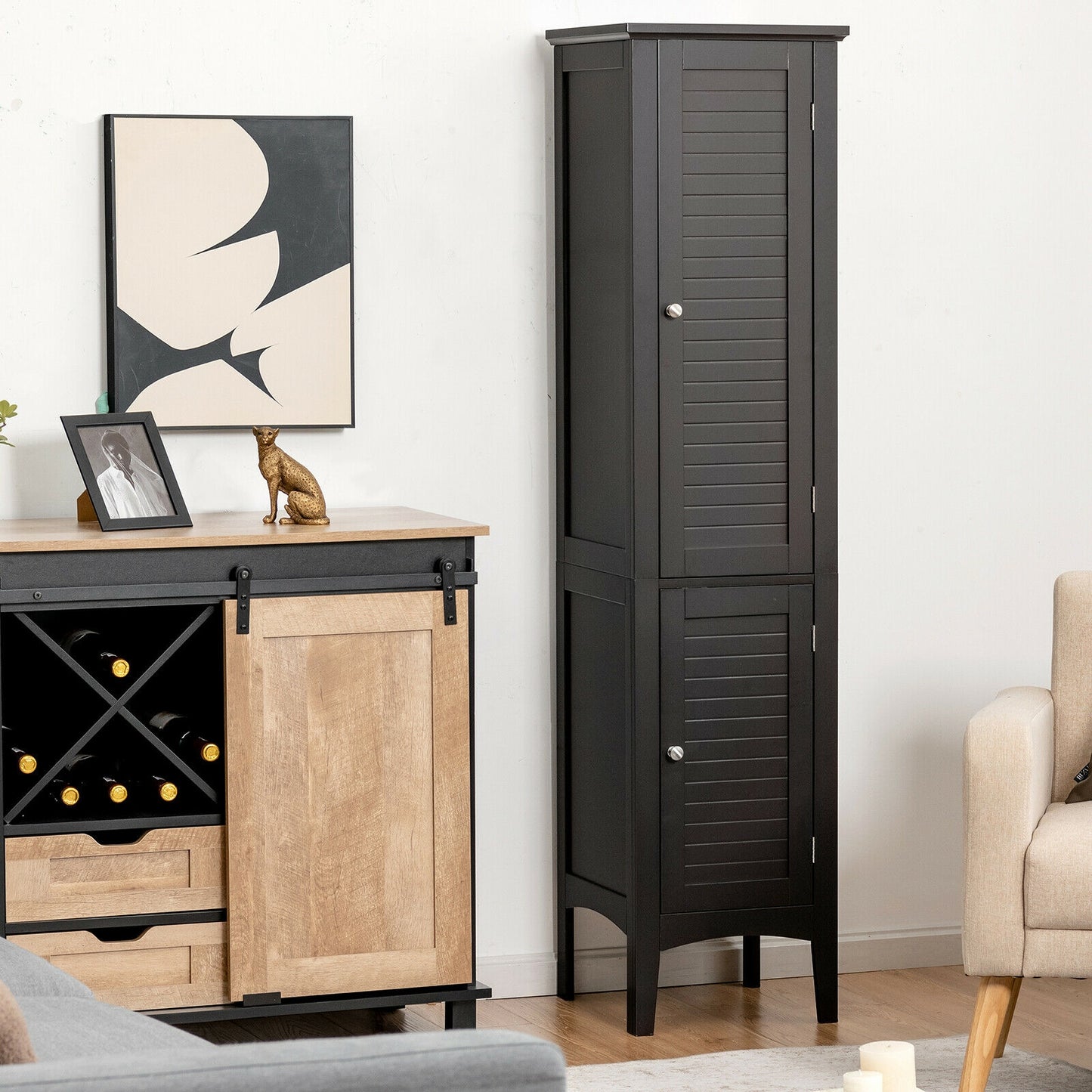Freestanding Storage Cabinet, Black Floor Cabinets at Gallery Canada